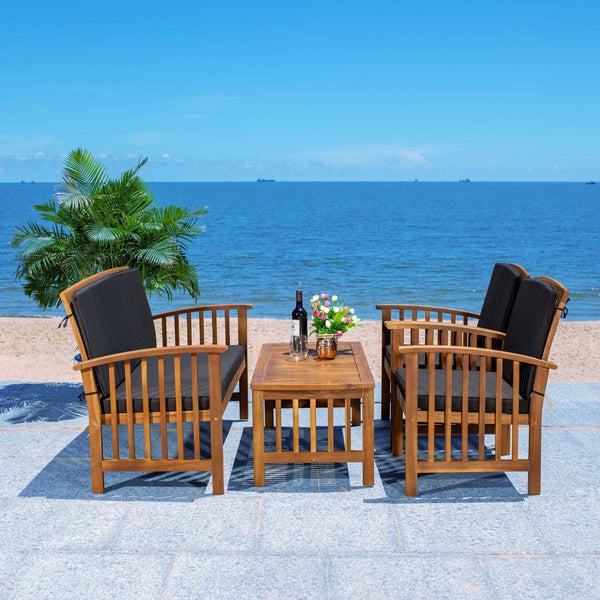Safavieh Safavieh Rocklin 4 Piece Outdoor Set - Natural / Black