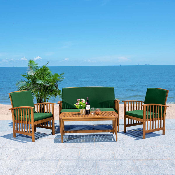 Safavieh Safavieh Rocklin 4 Piece Outdoor Set - Natural / Green