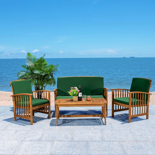 safavieh Safavieh Rocklin 4 Piece Outdoor Set - Natural / Green