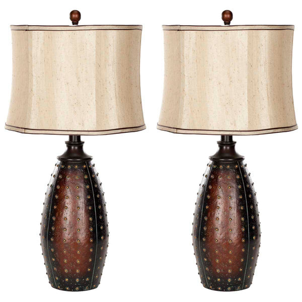 safavieh Safavieh Santa 28.5 Inch H Fe Faux Leather Lamp-Brown (Set of 2)