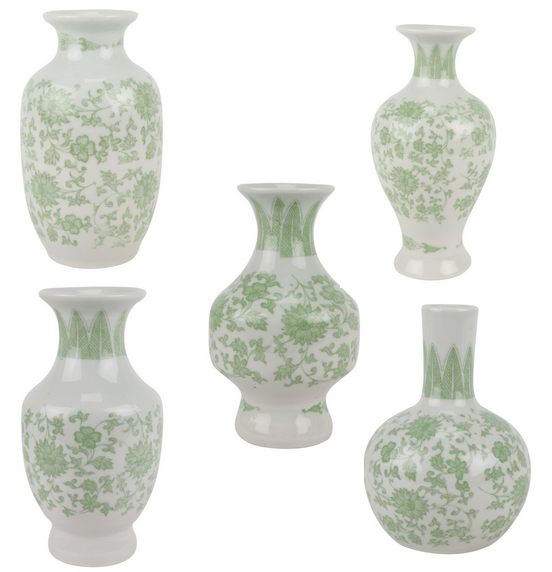 safavieh Set of 5 Mini Green Bud Vases