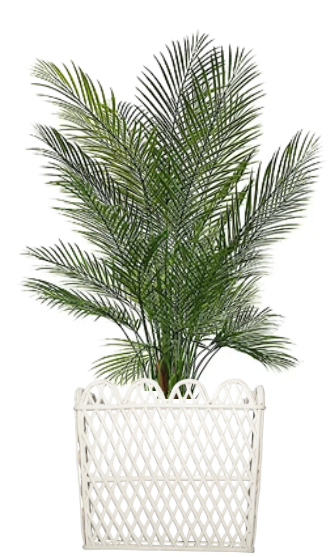 Safavieh Square White Rattan Scalloped Planter