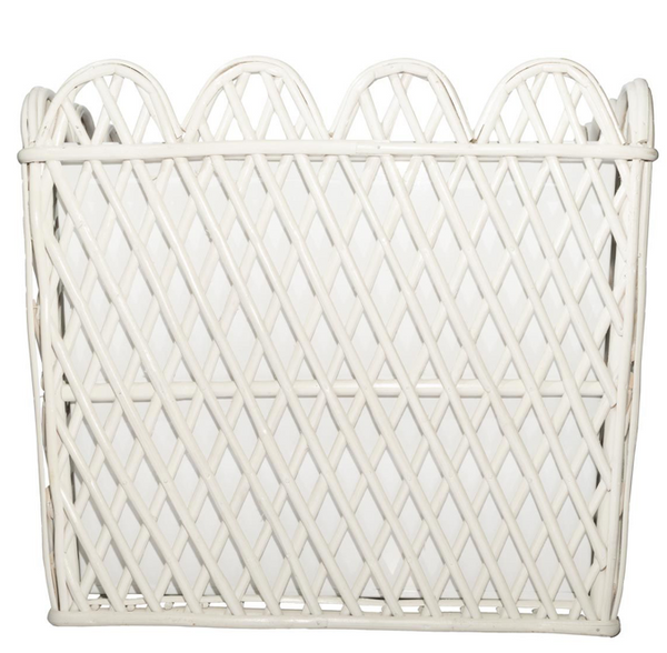 safavieh Square White Rattan Scalloped Planter