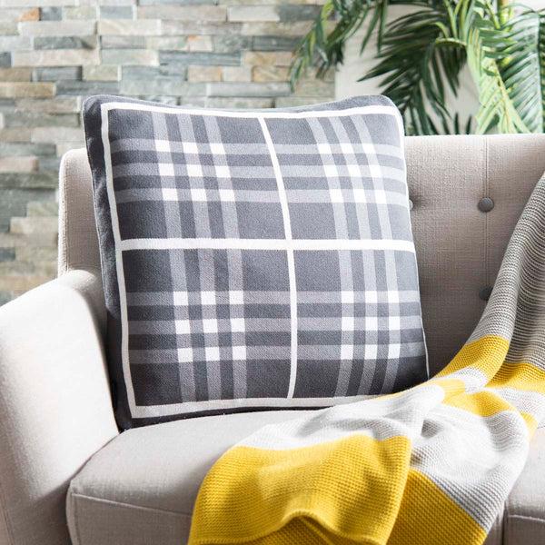 Safavieh Safavieh Unity Gingham Knit Pillow - Dark Grey/Medium Grey/Ivory