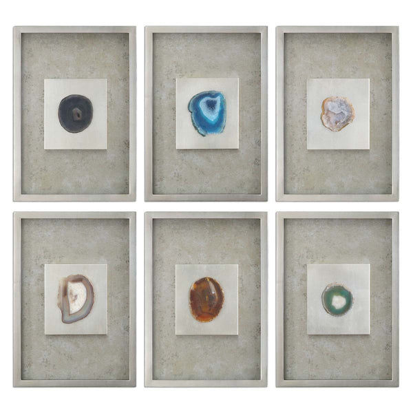 safavieh Uttermost Agate Stone Silver Wall Art S/6