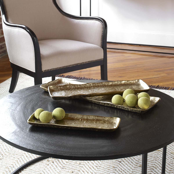 safavieh Uttermost Artisan Antique Gold Trays S/3