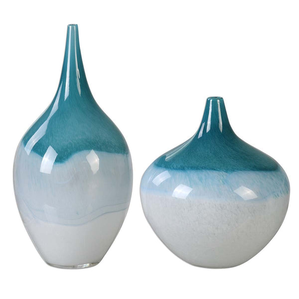 safavieh Uttermost Carla Teal White Vases S/2