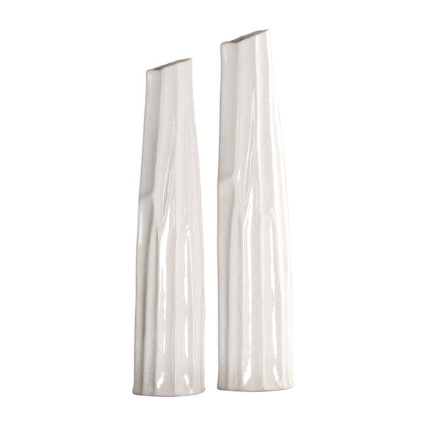 safavieh Uttermost Kenley Crackled White Vases S/2