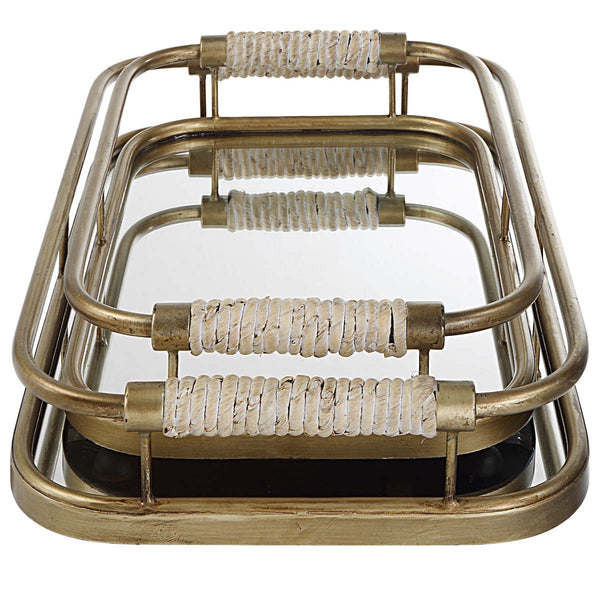 Safavieh Uttermost Rosea Brushed Gold Trays S/2