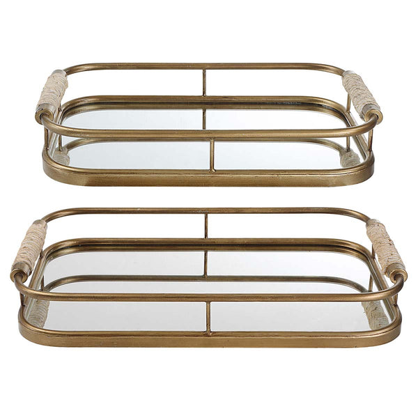 Safavieh Uttermost Rosea Brushed Gold Trays S/2