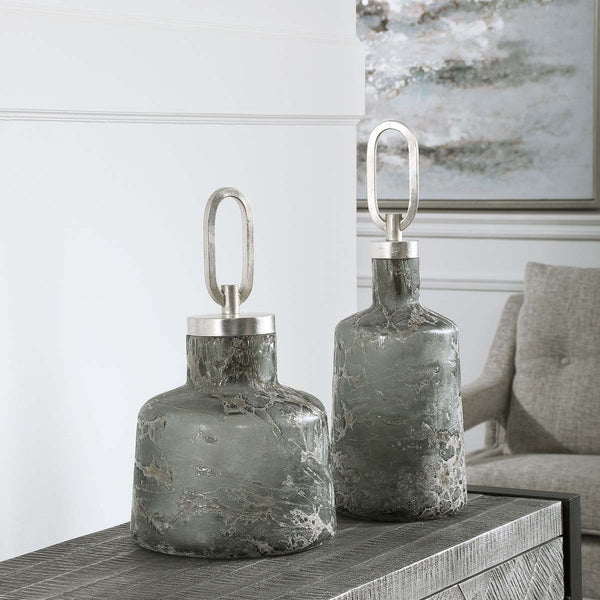 safavieh Uttermost Storm Art Glass Bottles S/2