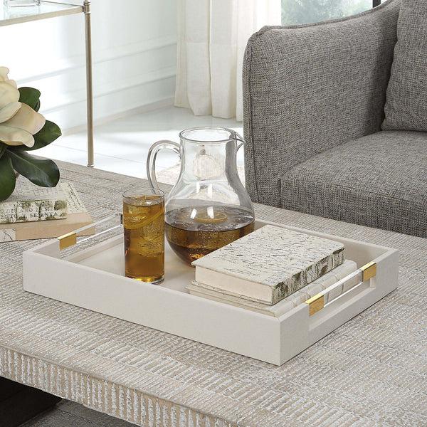 Safavieh Uttermost Wessex White Shagreen Tray