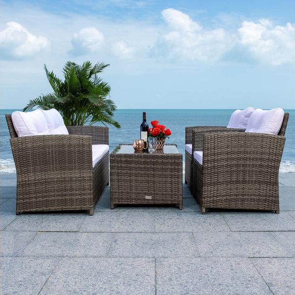 Safavieh Safavieh Vellor 4 Piece Living Set - Grey Brown / White