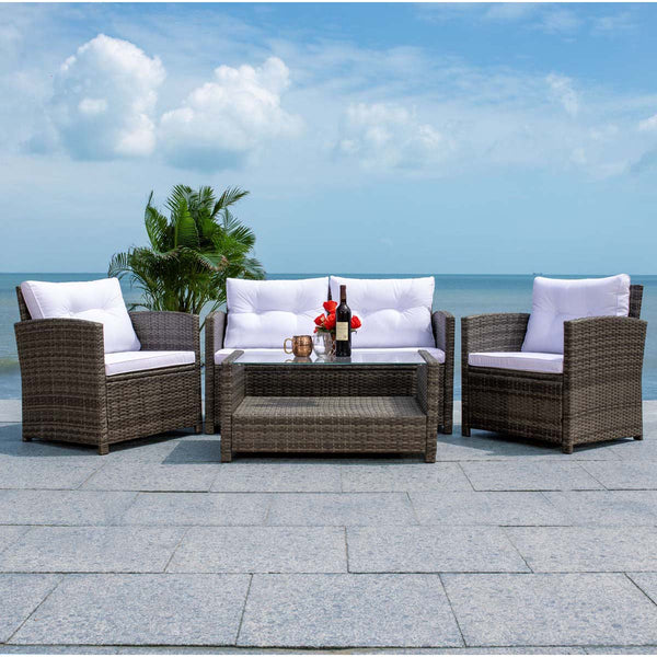 Safavieh Safavieh Vellor 4 Piece Living Set - Grey Brown / White