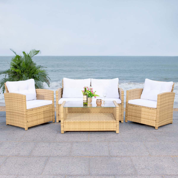 Safavieh Safavieh Vellor 4 Piece Living Set - Natural / White