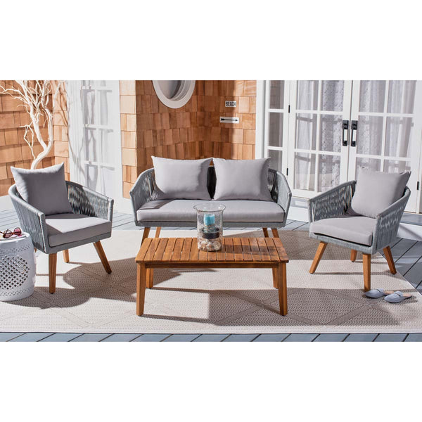 Safavieh Safavieh Velso 4 Pc Living Set - Grey Rope/ Grey Cushion/Natural Legs