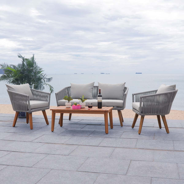 Safavieh Safavieh Velso 4 Pc Living Set - Grey Rope/ Grey Cushion/Natural Legs