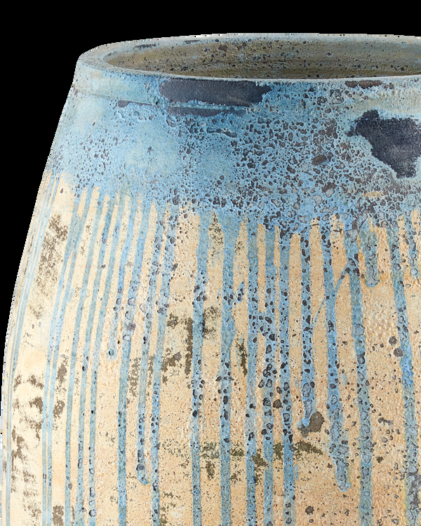 Safavieh Sicilia Large Antique Blue Drip Planter | Currey & Co - 2200-0006