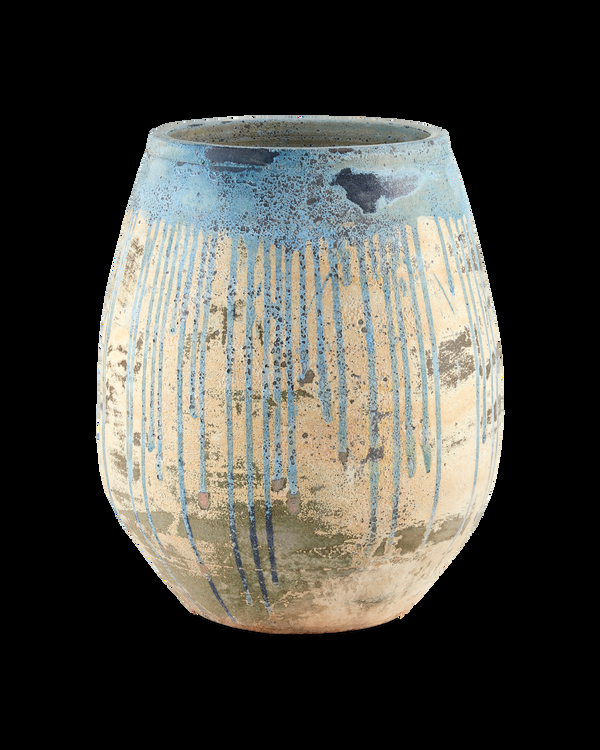 safavieh Sicilia Large Antique Blue Drip Planter | Currey & Co - 2200-0006