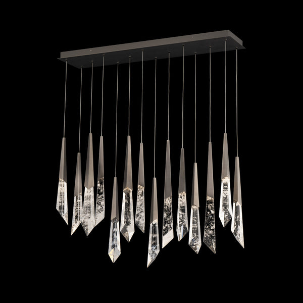 Safavieh Solitude 14 Multi-Light Pendant (Square Canopy) In Antique Nickel With Optic Haze Quartz | Schonbek - BPD31414L-AN