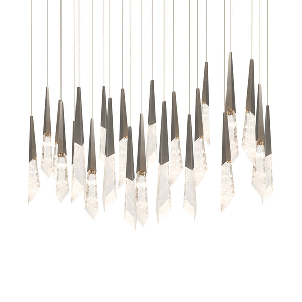 safavieh Solitude 23 Multi-Light Pendant (Linear Canopy) in Antique Nickel with Optic Haze Quartz | Schonbek - BPD31423L-AN