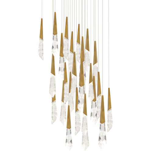safavieh Solitude 25 Multi-Light Pendant (Square Canopy) in Aged Brass with Optic Haze Quartz | Schonbek - BPD31425S-AB