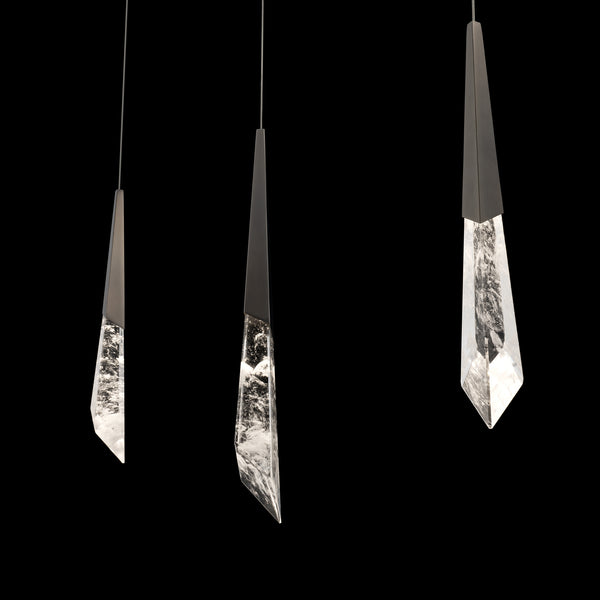 Safavieh Solitude 3 Multi-Light Pendant (Linear Canopy) In Antique Nickel With Optic Haze Quartz | Schonbek - BPD31403L-AN