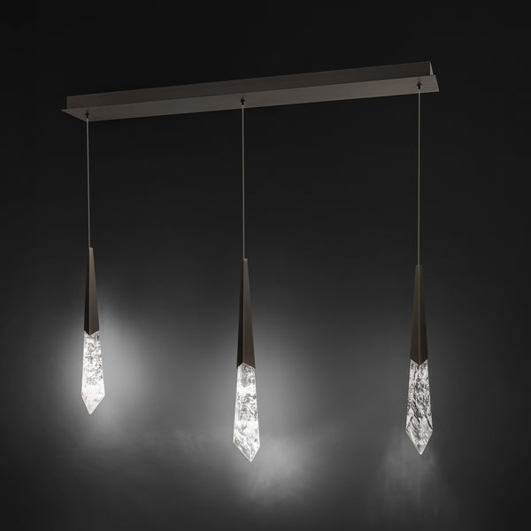 Safavieh Solitude 3 Multi-Light Pendant (Linear Canopy) In Antique Nickel With Optic Haze Quartz | Schonbek - BPD31403L-AN