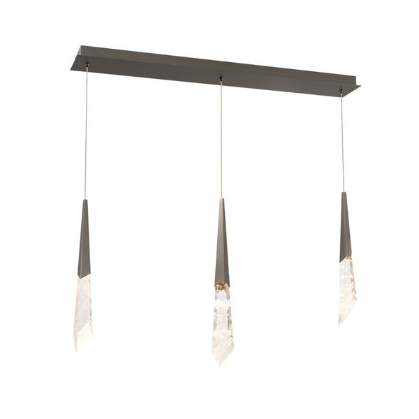 safavieh Solitude 3 Multi-Light Pendant (Linear Canopy) in Antique Nickel with Optic Haze Quartz | Schonbek - BPD31403L-AN