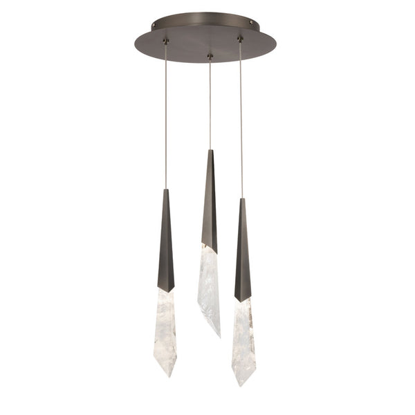 safavieh Solitude 3 Multi-Light Pendant (Round Canopy) in Aged Brass with Optic Haze Quartz | Schonbek - BPD31403-AB