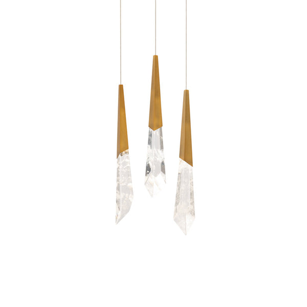 safavieh Solitude 3 Multi-Light Pendant (Round Canopy) in Antique Nickel with Optic Haze Quartz | Schonbek - BPD31403-AN