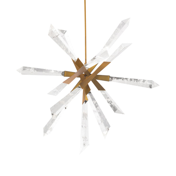 safavieh Solitude 36 inch LED Pendant in Aged Brass with Optic Haze Quartz | Schonbek - BPD31236-AB