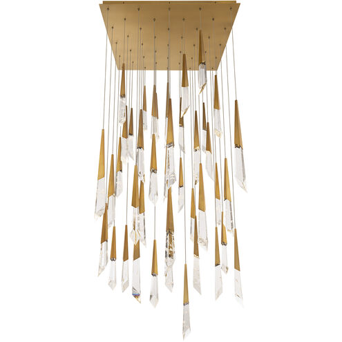 safavieh Solitude 41 Multi-Light Pendant (Square Canopy) in Aged Brass with Optic Haze Quartz | Schonbek - BPD31441S-AB