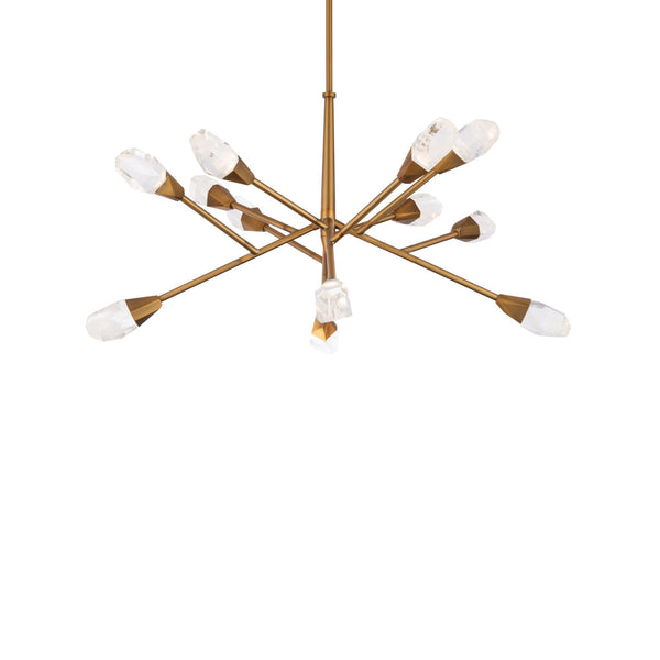 safavieh Synapse 32 inch LED Pendant in Aged Brass with Optic Haze Quartz | Schonbek - BPD32232-AB