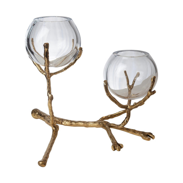 Safavieh Twig 2 Vase Holder-Brass | Global Views - 9.92655