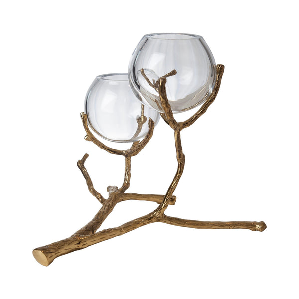 Safavieh Twig 2 Vase Holder-Brass | Global Views - 9.92655