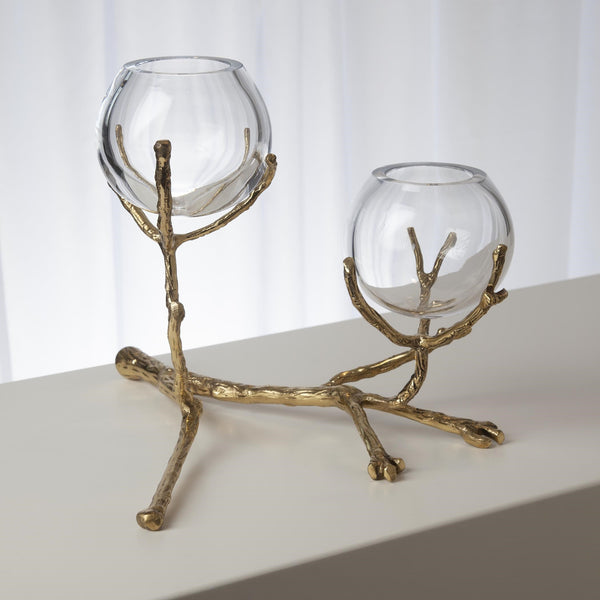 Safavieh Twig 2 Vase Holder-Brass | Global Views - 9.92655