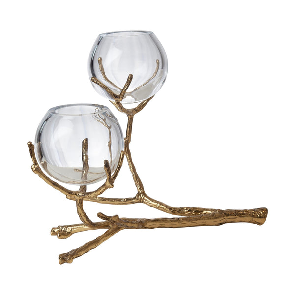 safavieh Twig 2 Vase Holder-Brass | Global Views - 9.92655