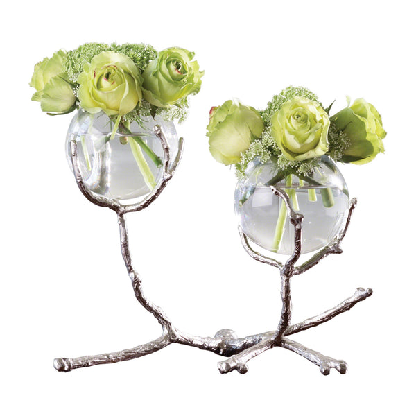 Safavieh Twig 2 Vase Holder-Nickel | Global Views - 9.92658
