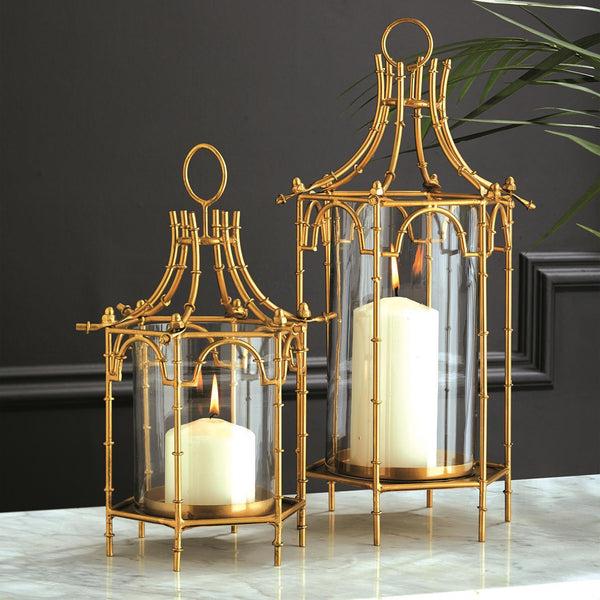 Safavieh Two's Company Brighton Pagoda Lanterns - Iron/Glass (set Of 2)
