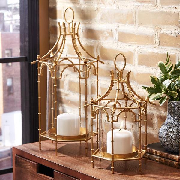 Safavieh Two's Company Brighton Pagoda Lanterns - Iron/Glass (set Of 2)