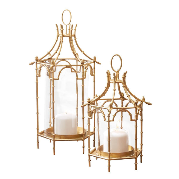 safavieh Two's Company Brighton Pagoda Lanterns - Iron/Glass (set of 2)