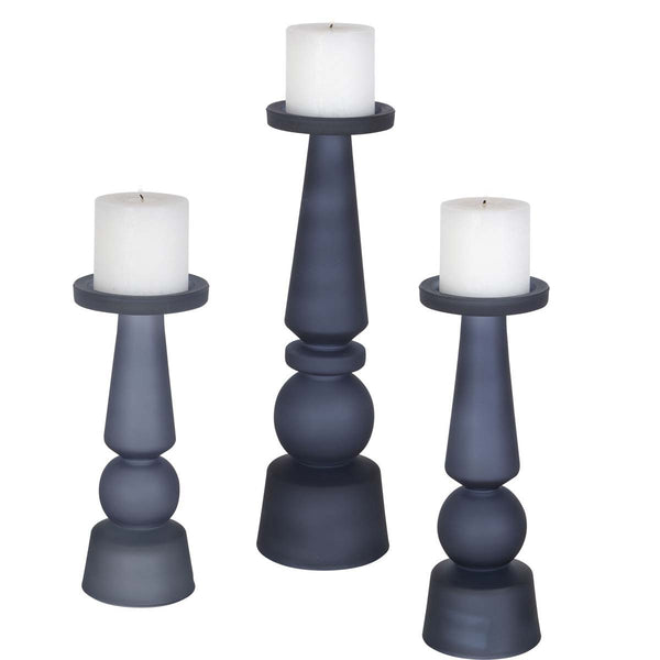 safavieh Uttermost Cassiopeia Blue Glass Candleholders S/3