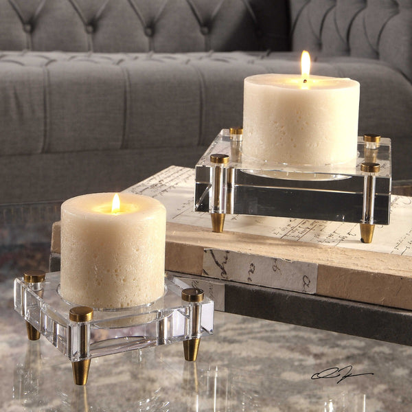 Safavieh Uttermost Claire Crystal Block Candleholders S/2