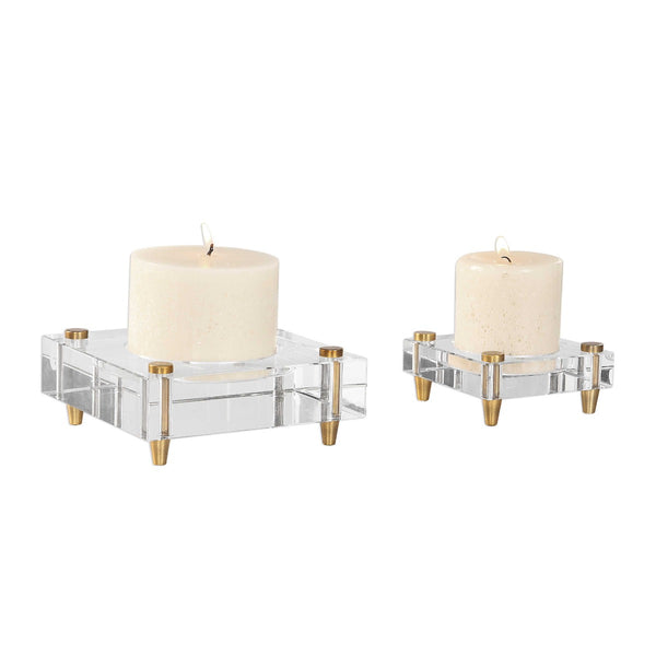 Safavieh Uttermost Claire Crystal Block Candleholders S/2