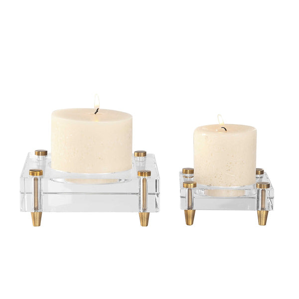 safavieh Uttermost Claire Crystal Block Candleholders S/2