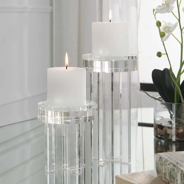 Safavieh Uttermost Crystal Pillar Candleholders Set/2
