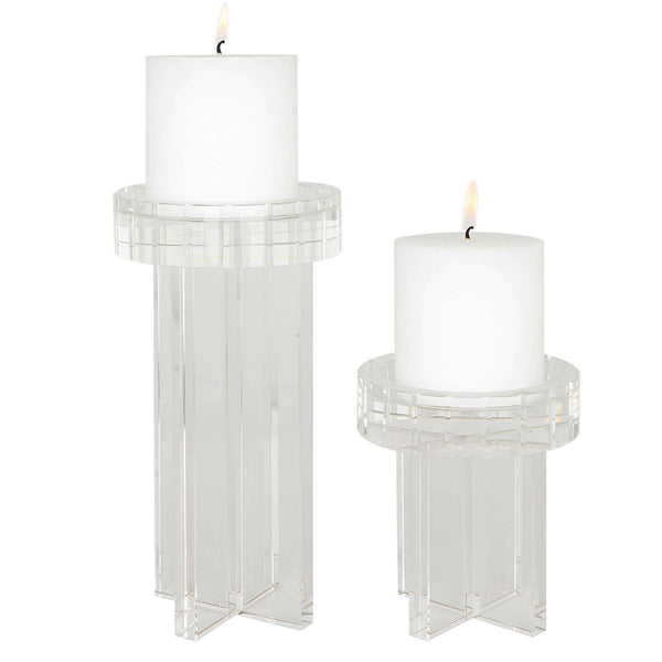 safavieh Uttermost Crystal Pillar Candleholders Set/2