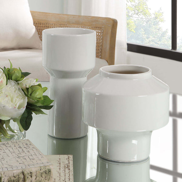 Safavieh Uttermost Illumina Abstract White Vases Set/2