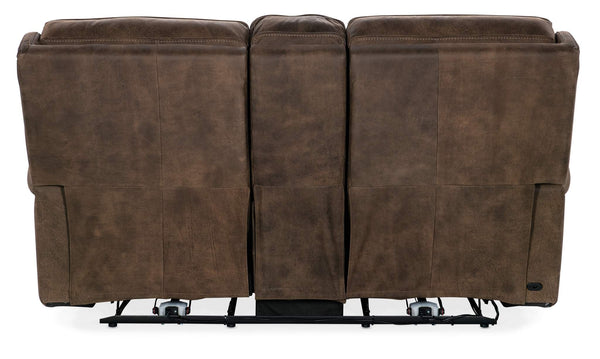 Safavieh Wheeler Console Loveseat With Power Recline & Power Headrest - Brown | Hooker Furniture - SS762-PHZC2-085